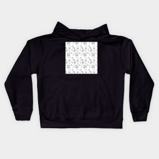 Whimsical Flower Pattern in Black and White Kids Hoodie